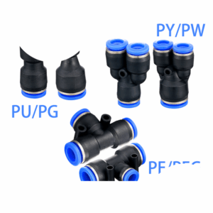 Đầu nối nhanh PE chữ T, đầu nối khí PE chữ T PE-4  PE-6  PE-8  PE-10  PE-12  PE-14  PE-16